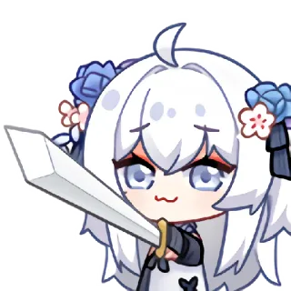 🔪 Anime, Personnage, Mignon, Épée, Chibi telegram sticker