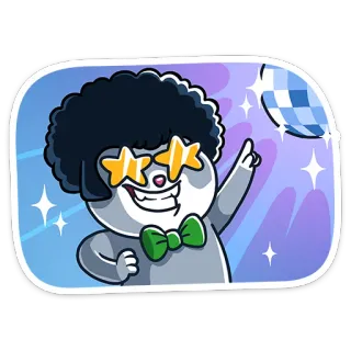 💃 kreskówka, disco, impreza, postać, gwiazdy, okulary, afro, muszka telegram sticker