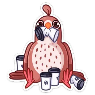☕️ bird, coffee, cute, cartoon, sticker telegram sticker