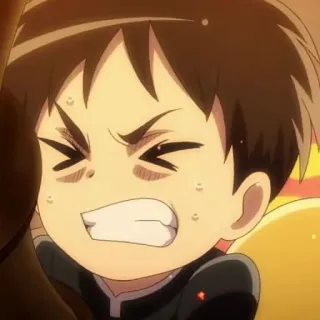 🕶 Eren Yeager Attack on Titan Eren Yeager, Attack on Titan, Anime, boos, vastberadenheid, cartoon telegram sticker