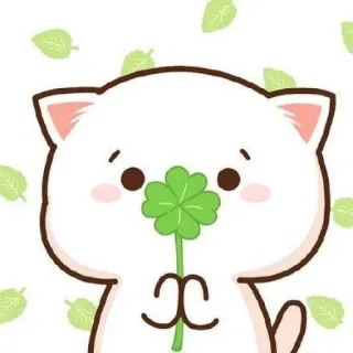 🐱 chat, chance, trèfle à quatre feuilles, mignon, animal, kawaii, autocollant telegram sticker