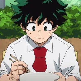 🥦 Izuku Midoriya My Hero Academia anime, manga, Izuku Midoriya, My Hero Academia, eating, chopsticks, japanese, character telegram sticker