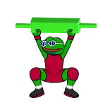 🏋️‍♀️ ếch, pepe, cử tạ, thể thao, hoạt hình, tập thể dục whatsapp sticker