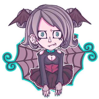 😑 박쥐, 날개, 고딕, 할로윈, 귀여운, 만화 telegram sticker