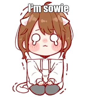 🤔 I'm sOWie carino, anime, kawaii, triste, piangendo, chibi, ragazza whatsapp sticker