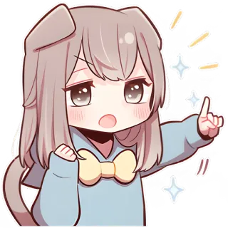 ☝️ 动漫, 狗, Q版, 卡哇伊, 闪光, 可爱, 女孩 whatsapp sticker