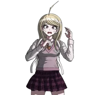 😰 Kaede Akamatsu Danganronpa V3: Killing Harmony Аниме, Персонаж, Блондинка, Испуганный, Школьная форма, Danganronpa telegram sticker