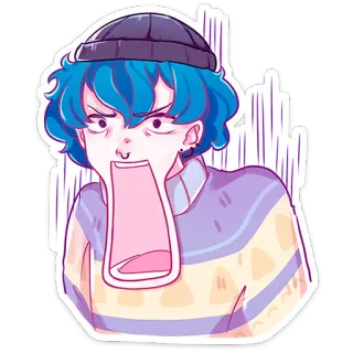 ⭐ anime, cartoon, character, illustration, sticker, teen, angry, expression whatsapp sticker