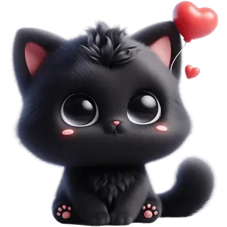 ❤️ gato, gatinho, fofo, coração, balão, animal, adesivo, desenho animado whatsapp sticker