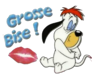 😱 Droopy Grosse Bise! Desenho animado, Beijo, Cachorro, Engraçado, Fofo whatsapp sticker