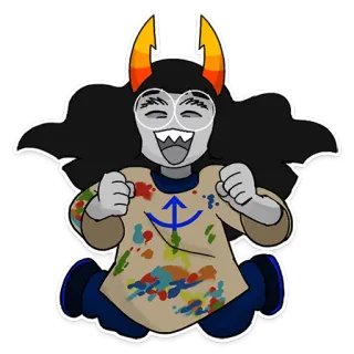 😆 Vriska Serket Homestuck Вриска Серкет, Homestuck, Тролль, Рога, Улыбка telegram sticker