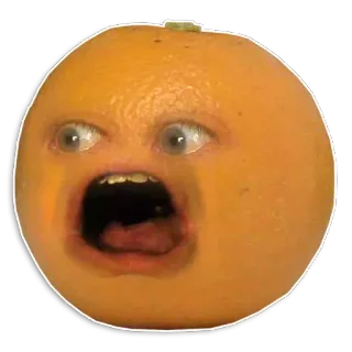 😌 Annoying Orange arancione, frutta, fastidioso, cartone animato, faccia telegram sticker