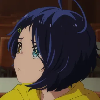 🥚 アニメ, 女の子, 黄色いパーカー, 漫画, キャラクター telegram sticker
