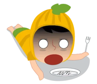 😫 Cartone animato, Cibo, Arrabbiato, Piatto, Forchetta telegram sticker