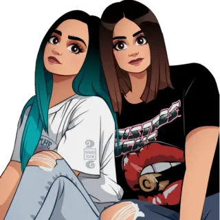 👭 Dibujos animados, Ilustración, Mujeres, Arte digital, Obra de arte telegram sticker