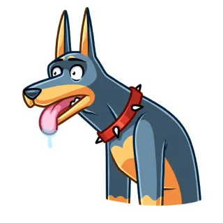 😛 собака, доберман, животное, наклейка, питомец, мультфильм telegram sticker