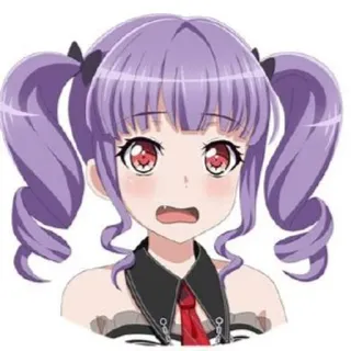 😧 Anime, Garota, Cabelo roxo, Maria chiquinha, Olhos vermelhos, Desenho animado telegram sticker