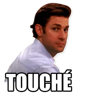 😒 Jim Halpert The Office TOUCHÉ Джим Халперт, Офис, Туше, Саркастичный, Комедия, Сериал whatsapp sticker