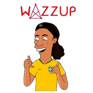 🙌 WAZZUP ciao, cartoni animati, Brasile, Ronaldinho, calcio telegram sticker