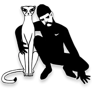 🤨 man, cheetah, squatting, hat, animal, sticker telegram sticker