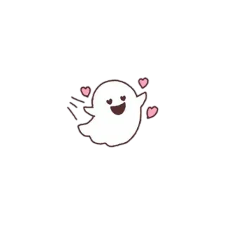 💘 ghost, cute, hearts, cartoon, sticker, friendly, kawaii telegram sticker