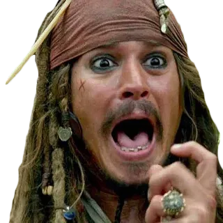 😱 Jack Sparrow Pirates of the Caribbean 잭 스패로우, 캐리비안의 해적, 영화, 캐릭터, 조니 뎁, 해적 whatsapp sticker