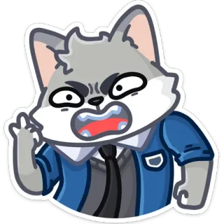 😡 Desenho animado, Animal, Lobo, Dedo do meio, Ofensivo, Irritado, Grosseiro whatsapp sticker