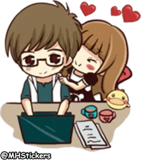 😍 Amor, Pareja, Lindo, Dibujos animados whatsapp sticker