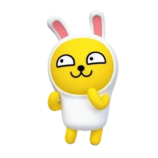 💬 autocollant, personnage, jaune, lapin, mignon, dessin animé, kawaii telegram sticker