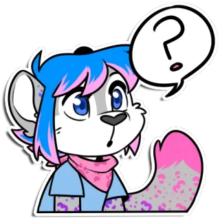 ❓ Furry, Vraag, Cartoon, Dier, Schattig, Personage whatsapp sticker