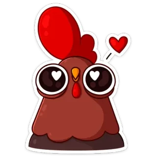 ❤️ chicken, animal, cute, heart, cartoon, rooster telegram sticker