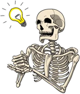 💡 โครงกระดูก, หลอดไฟ, ไอเดีย, กระดูก, กายวิภาคศาสตร์ telegram sticker