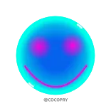 😈 笑脸, 蓝色, 发光, 数字艺术, 表情符号 whatsapp sticker