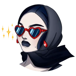 😎 donna, hijab, occhiali, cuore, moda, stile telegram sticker