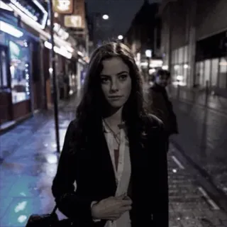 😐 mujer, retrato, calle, urbano, moda, noche, ciudad telegram sticker