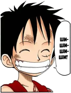 😆 Monkey D. Luffy One Piece シ-シ-シ! Anime, Manga, Monkey D. Luffy, One Piece, Cartoon, Lächeln telegram sticker