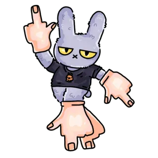🖕 rabbit, bunny, middle finger, offensive, cartoon, character telegram sticker