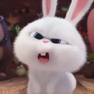 🧐 Snowball The Secret Life of Pets conejo, conejito, blanco, dibujos animados, animado, animal, mascota whatsapp sticker