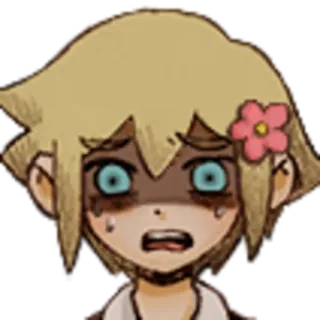 😨 Basil Omori กังวล, กลัว, ดอกไม้, Omori, ตัวละคร telegram sticker