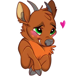 ❤ veado, animal, fofo, desenho animado, coração, ilustração whatsapp sticker