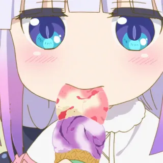 🥛 Kanna Kamui Miss Kobayashi's Dragon Maid Anime, Es krim, Imut, Kanna, Naga whatsapp sticker