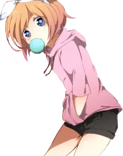 😶 Anime, Ragazza, Gomma da masticare, Felpa con cappuccio, Cartone animato, Manga whatsapp sticker