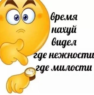 ⌚️ время нахуй видел где нежности где милости emoji, russian, swear words, time, meme telegram sticker