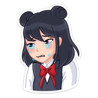 😭 Anime, Fille, Pleurs, Triste, Émotions, Dessin animé, Émotionnel, Larmes telegram sticker