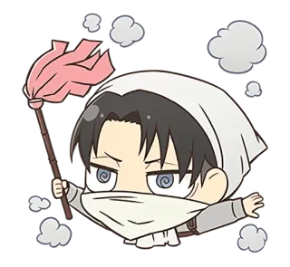 🧹 Levi Ackerman Attack on Titan Anime, Manga, Nettoyage, Chibi, Fanart, Personnage, Personnage d'anime, Levi telegram sticker