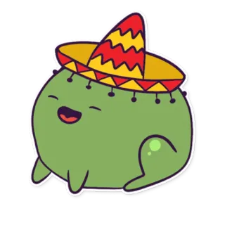 😄 katak, sombrero, kartun, meksiko, imut, tersenyum, topi whatsapp sticker