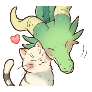 ❤️ chat, dragon, mignon, fantaisie, animaux, animal de compagnie, coeur telegram sticker