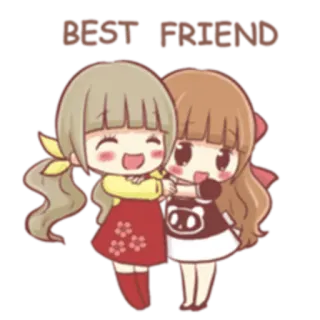 🤗 BEST FRIEND друзья, лучшие подруги, дружба, мультфильм, милый telegram sticker