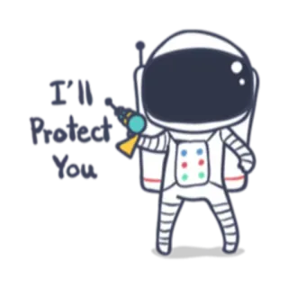 💪 I'll Protect You astronauta, espaço, proteção, desenho animado, capacete telegram sticker