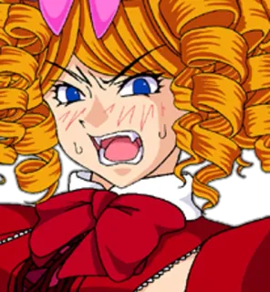 😨 Anime, Wütend, Mädchen, rüschig, Locken whatsapp sticker